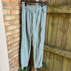 GAP Women's Straight Leg Khaki Pants in Light Green Stripes